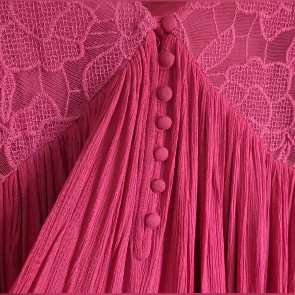 Free People With Love From India Bell Sleeve Crochet Lace Mini Boho - Picture 12 of 16
